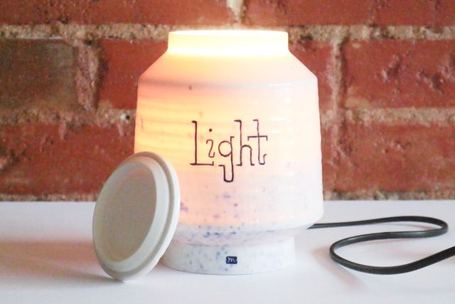With the light on and lid off, more light pours from the top.
